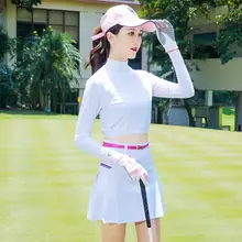 夏用 レディース高ゴルフウェア【UVカット・アイスシルク・ハイネック・長袖】