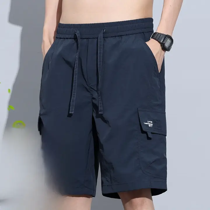 メンズ工装ショートパンツ【夏用・アイスシルク・薄手・フィット・速乾】
