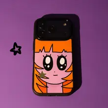 スマホケース iPhone対応 マグネット 和風 漫画柄 ガール 全周保護 黒枠 耐衝撃