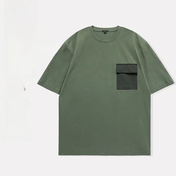 ポケット付き 半袖Tシャツ【メンズ・グリーン・スポーツ・吸汗・速乾】