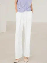 白色ハイウエストワイドパンツ【夏用・シフォン・ドレープ・ロングパンツ】