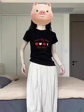 アップルプリント 半袖Tシャツ【女性用・ラウンドネック・リラクシングフィット】