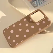 AIカメラ付きスマホケース【レトロシンプル・ドット柄・iPhone対応・純色デザイン・秋冬向け・可愛い女子用・ソフトタイプ】