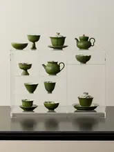 手描きの蓮の花びらデザインの蓋付き茶碗【陶器製・家庭用・功夫茶具】
