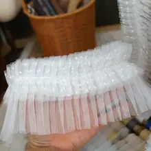 幅広のドット柄レースフリル【DIY用・カーテンや衣服の装飾に最適】