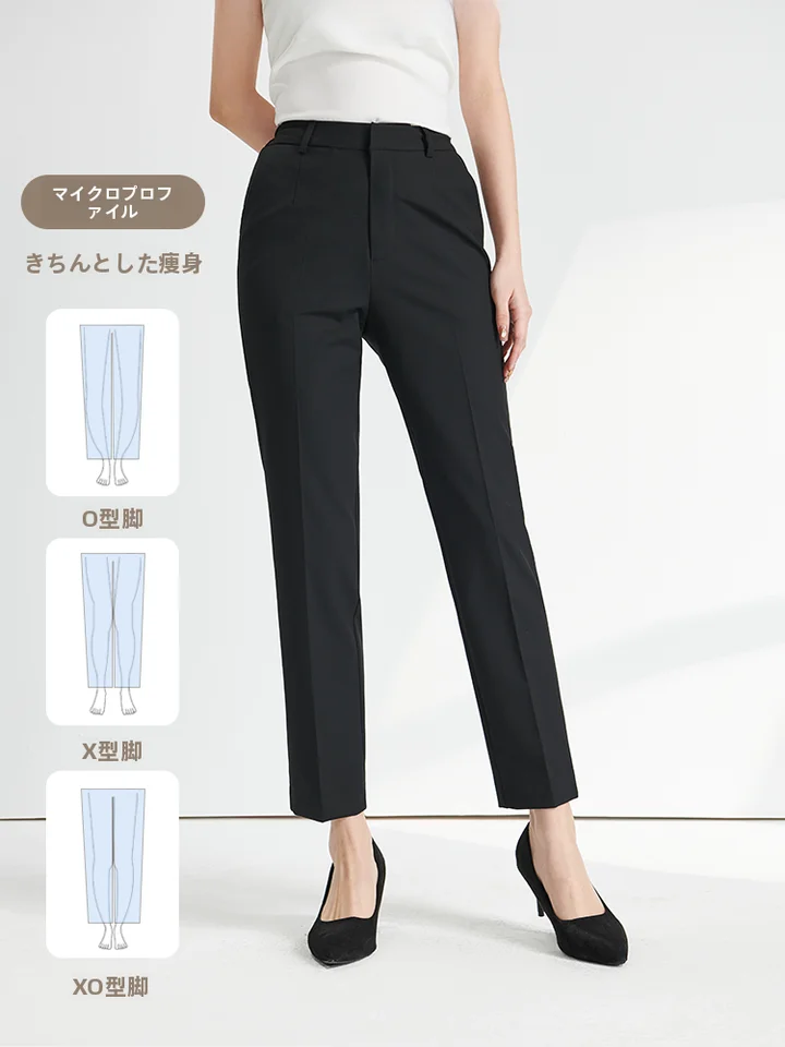 LINGMOON 職業用ストレートスーツパンツ【女性用・通勤・ブラック】