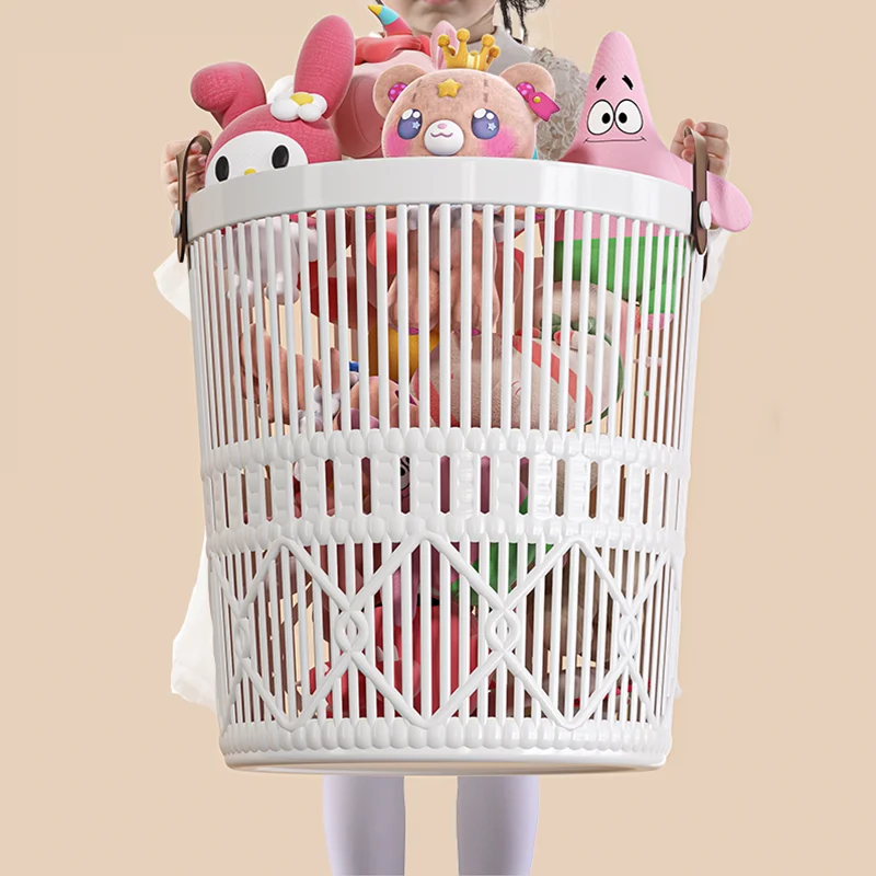 かわいいデザインのぬいぐるみ収納バスケット【特大・大直径・おもちゃ整理用】