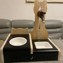 木製悬挂式ペット食器【犬猫用・水切れ防止ボール式給水器・立て置き対応】