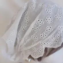 田園刺繍コットンバンダナ帽子【ヴィンテージスタイル・白】