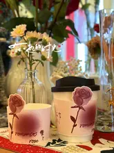 バレンタインデー用カップカバー【ローズデザイン・ハートモチーフ・調整可能・使い捨て】