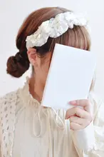 カチューシャ レディース レース ギャザー パフ トップボリューム 小顔効果 ハンドメイド
