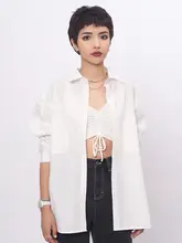 SHAHD 秋用 長袖シャツ レディース【デザイン性・カジュアル・ゆったりサイズ・ブルー】