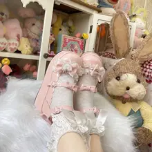 かわいいレースデザインのラブリーロリータシューズ【丸トウ・厚底・ベルト付き】