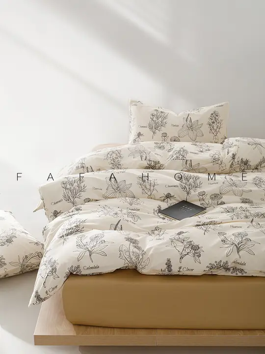 南フランス風フラワープリントのコットンベッドリネン【極上の柔らかさ・三点セット】（セットアップ対応）