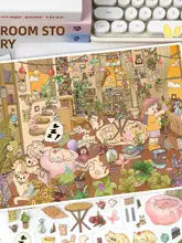 リゾートビーチの猫の物語！立体小屋デコレーション用シール【DIYミニチュア・海の風景】