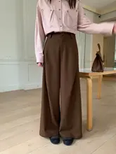 春季用ハイウエストワイドレッグパンツ【プレーンカラー・フィット・通勤スタイル】（セットアップ対応）