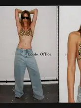 中腰不対称デザインのストレートデニムパンツ【フィット】