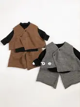 2点セット キッズ ボーイズ ガールズ ニットベスト ワイドパンツ 前合わせ おしゃれ 春 秋