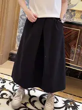 春夏向け カーキ色のAラインミディスカート【後ろウエストゴム・カジュアル・スリム効果】
