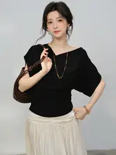 Tシャツ レディース 半袖 リヨセル ドレープネック ラグランスリーブ アシンメトリー ウエストシェイプ 着痩せ デザイン 「SLEEPYBUNNY」