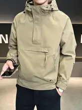 高級感あるフード付きプルオーバージャケット【メンズ・春秋用・ゆったりデザイン】（セットアップ対応）