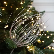 華やかなデコレーション！クリスマスツリー用香  槟カラー大きなラメのフリンジデザインガーランド【煌びやかな花火ボール付き】