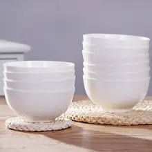 陶器の碗 家庭用 純白色 磁器 10個セット ご飯用碗 小碗
