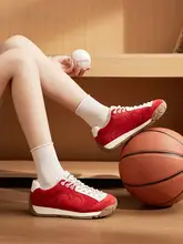 厚底レッドデザインスニーカー【女性用・通気性のあるメッシュ・春夏用・カジュアル】
