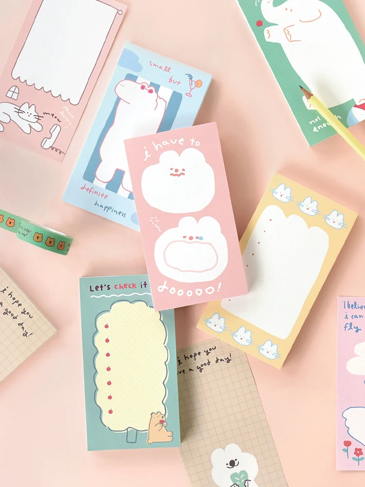可愛いデザインのロングメモ帳 MEMO PAD：学生・オフィスで実用性を高める小清新タイプ
