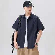 夏用薄手デザインの半袖シャツ【カジュアル・ルーズフィット・ヴィンテージ風】
