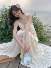 レース刺繍キャミソールワンピース【夏用・美しいデザイン・ロング丈】