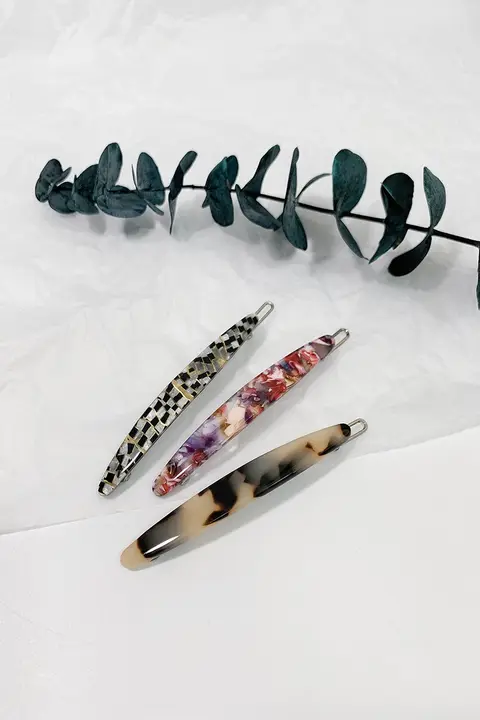 シンプルなアセテートヘアクリップ【レトロスタイル・サイドアクセサリー・女性用】