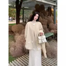 ダブルフェイスウールコート【デザイン性・ファッショナブル・上品】（セットアップ対応）