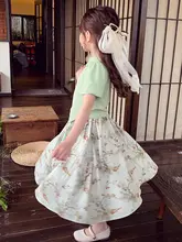 子供用 国風漢服 夏用ドレス【短袖・新中式・かわいいデザイン】（セットアップ対応）