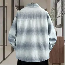 個性的なタイダイグラデーションデニムシャツジャケット【カジュアル・メンズ用・レギュラーカラー】