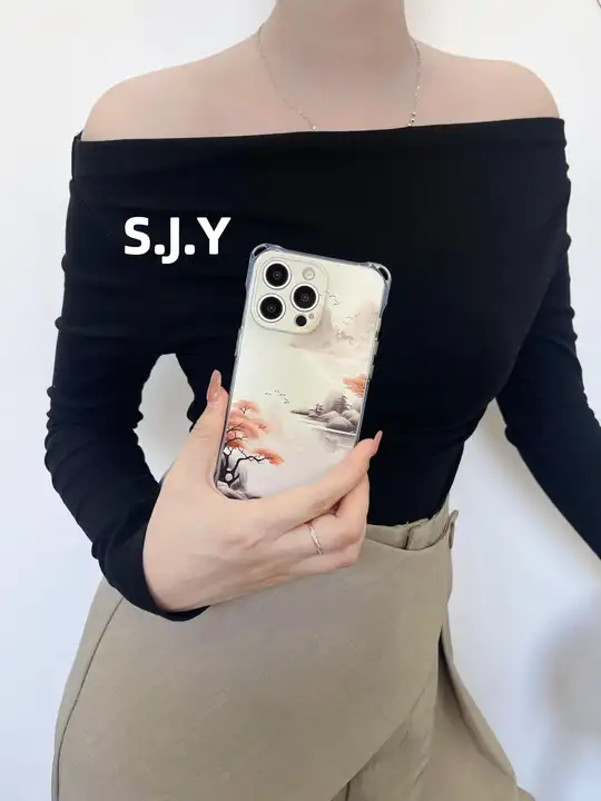 スマホケース ソフト 四隅 穴空き 斜め掛けストラップ付き ヴィンテージ チャイナテイスト iPhone Android対応