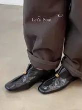 牛革製 ビンテージ風 フラットローファー【女性用・スクエアトゥ・通勤向け】