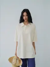 オーバーサイズポロニットシャツ【ユニセックス・シンプルデザイン・春夏用】