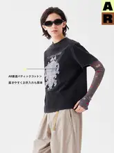 ヴィンテージロックスタイルのルーズフィット半袖Tシャツ【したデザイン・秋用】