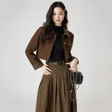 レトロチェックウールスカート【長丈・気品あるデザイン・冬用】