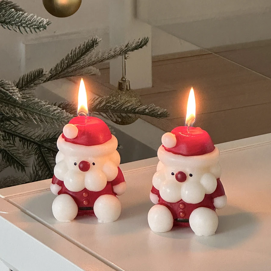 クリスマスサンタ香りキャンドル用ガラスキャンドルホルダー：テーブルコーディネートに最適なインテリアアクセサリー