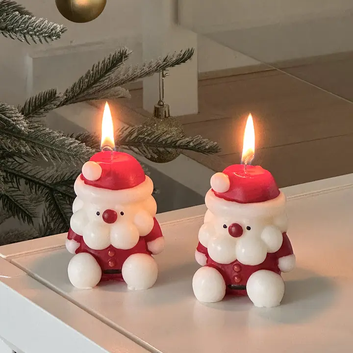 クリスマスサンタ香りキャンドル用ガラスキャンドルホルダー【ハンドメイド・雰囲気づくり・インテリア装飾用】