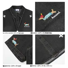 ワンちゃん刺繍入りデニムシャツ【夏用・オーバーサイズ・カジュアルスタイル】