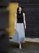GINNKEE レディース 夏用 高腰Aラインスカート【3層ネット・泡泡チェック・薄手天絲】