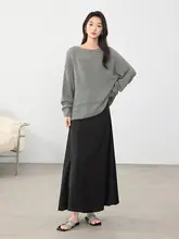 フレンチスタイル サテン半身スカート【滑らかなドレープ・Aライン】