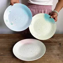 白樺の花デザイン 陶器製プレート【マット仕上げ・創意サラダ皿・丸型・家庭用】