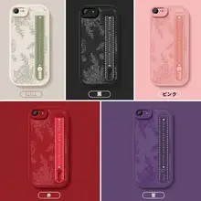 iPhone 16e用 シンプルな高級楡の花柄スマホケース【小羊皮シリコン・腕時計付き・防摔デザイン】