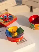 ネパール製 木製手描き蓮の花香炉【大直径・インテリア装飾用】
