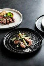 ディナープレート フラット おしゃれ 上品 ブラック 家庭用 洋食器 ステーキプレート
