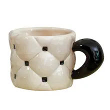 レトロデザインのダイヤモンド模様 陶器カップ【家庭用・牛乳・コーヒー用・フランス風】